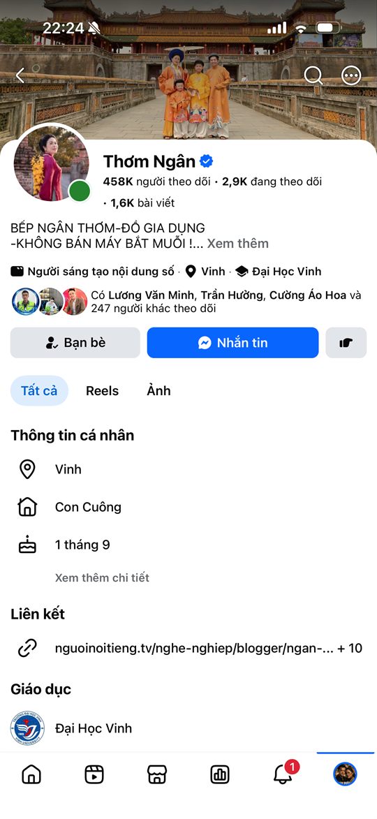 Kênh Facebook Thơm Ngân bếp ẩm thực