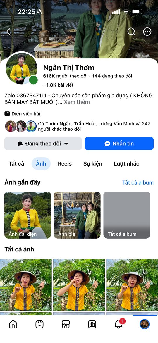 Kênh Facebook Ngân Thị Thơm diễn viên hài