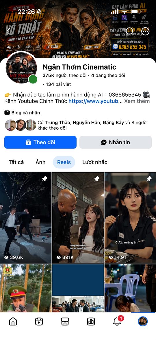 Kênh Facebook Ngân Thơm Cinematic phim AI hành động